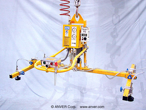 ANVER Four Pad Air Powered Lifter with Powered Tilt and Bellows Cups for Lifting & Tilting Metal Panels 6 ft x 4 ft (1.8 m x 1.2 m) up to 50 lb (23 kg)